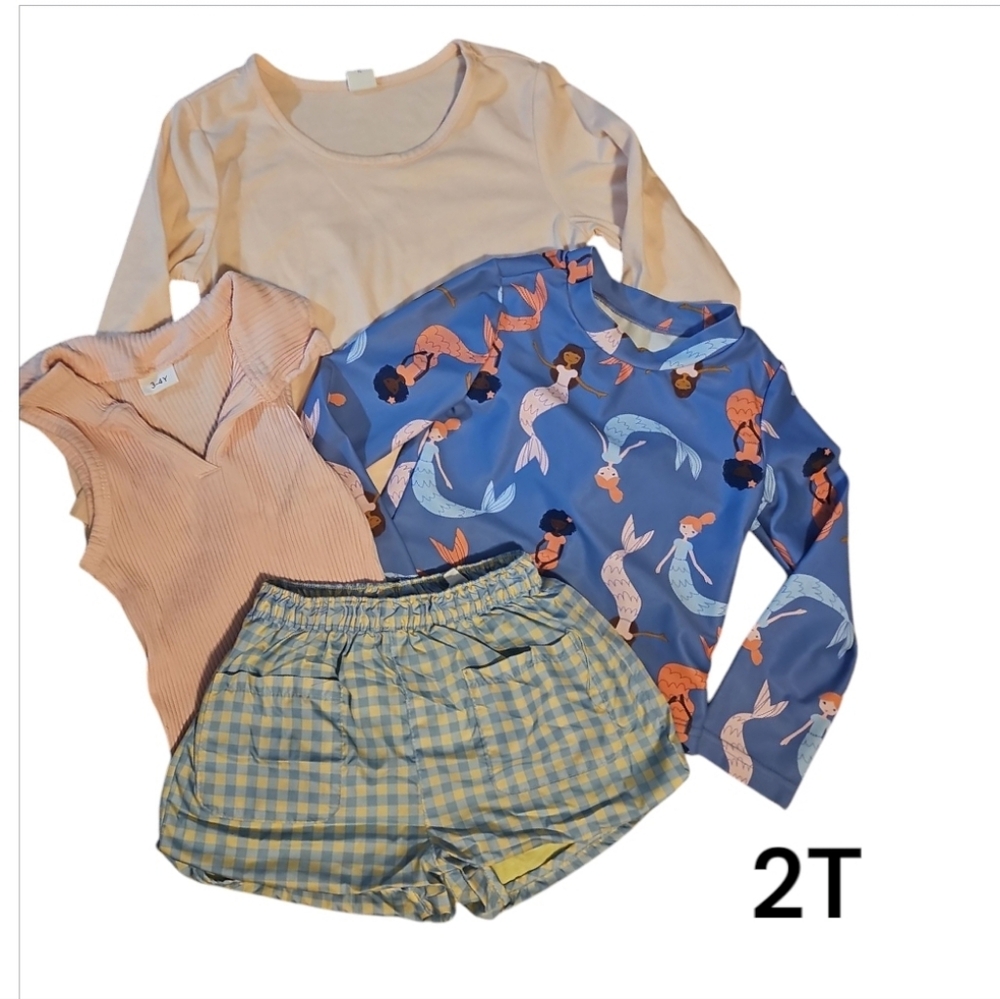 Toddler Clothing Set with Mermaid Top and Shorts Sz 2T
